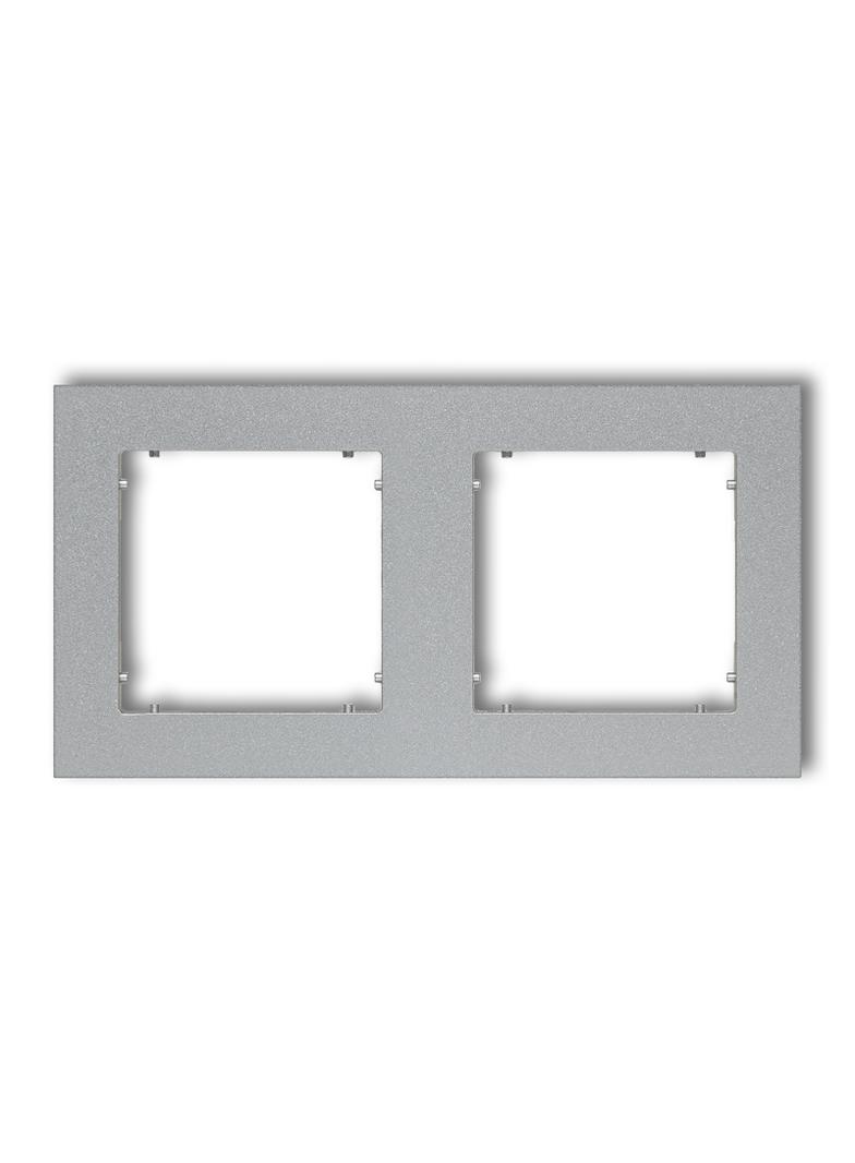MINI Ramka uniwersalna podwójna z tworzywa srebrny metalik