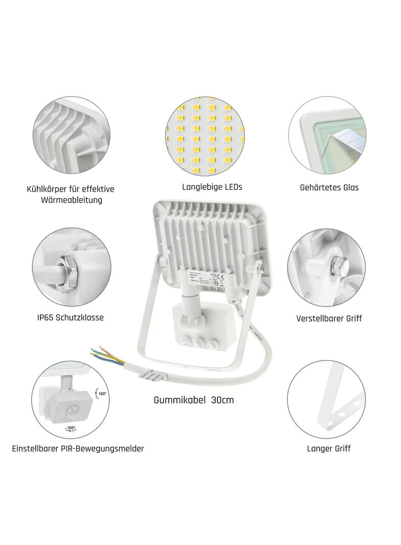 NOCTIS LUX 2 SMD 230V 20W IP44 NW white with sensor