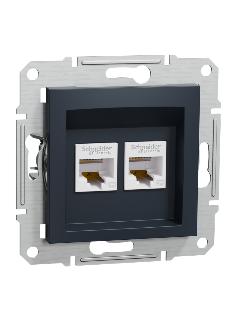 Asfora, gniazdo komputerowe 2x RJ45 kat.5e, UTP, bez ramki, antracyt