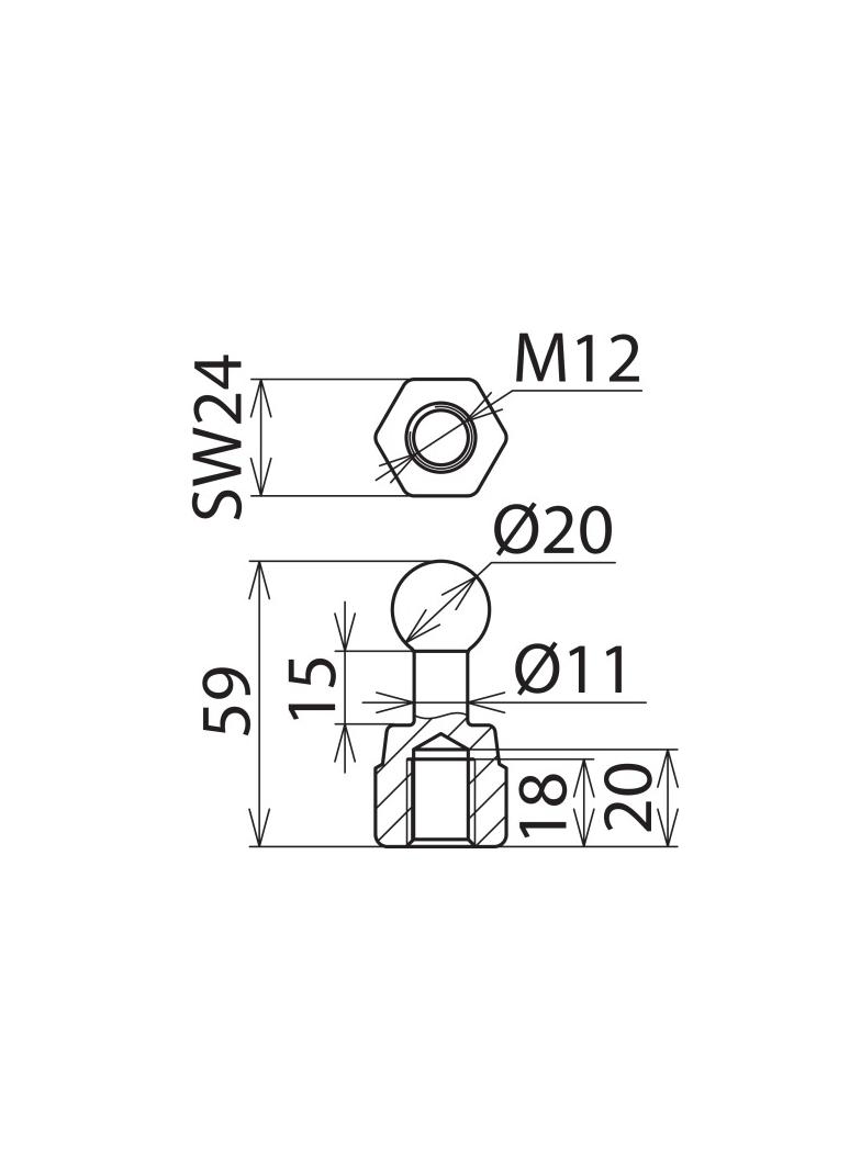 Punkt mocowania kulowy fi 20 mm prosty