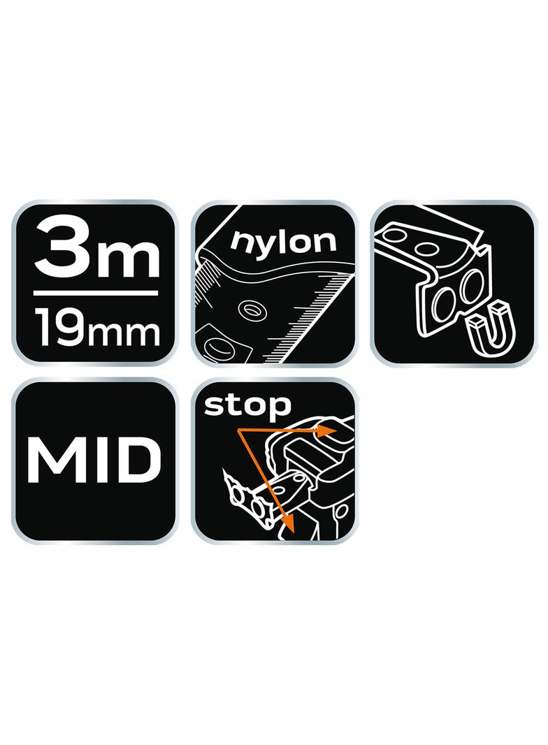 Miara zwijana stalowa 3 m x 19 mm, magnes