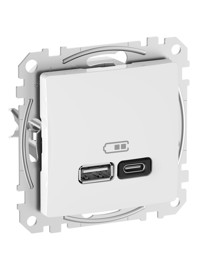 Gniazdo ładowania USB A+C 45W PD, białe