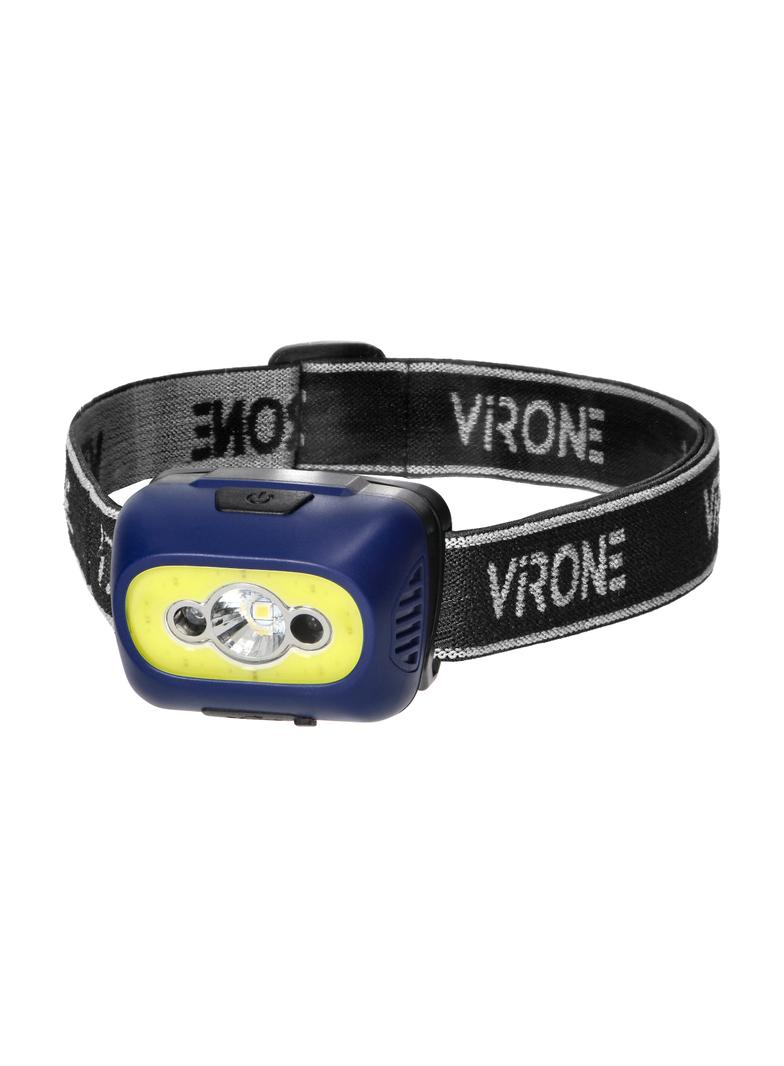 Latarka czołowa COB+LED, ładowanie USB, czujnik ruchu, niebieska