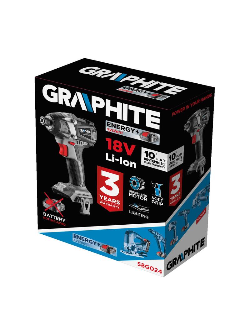 Zakrętarka udarowa akumulatorowa bezszczotkowa Energy+ 18V, Li-Ion, bez akumulatora
