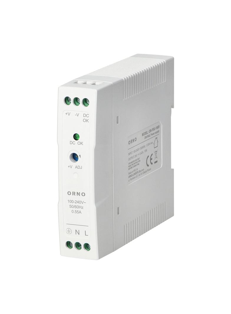 Zasilacz przemysłowy, na szynę DIN, 24VDC, 1A, 20W, w plastikowej obudowie