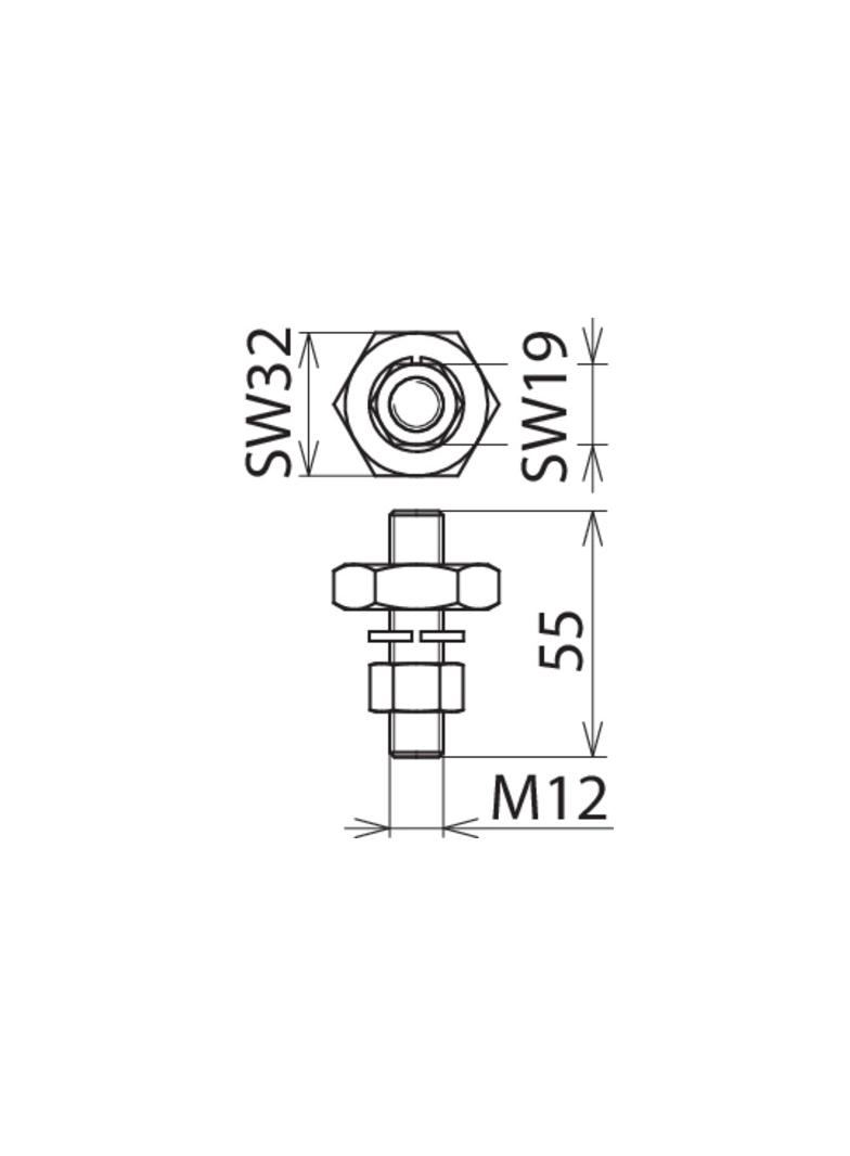 Element przyłączeniowy, bolec z gwintem M12