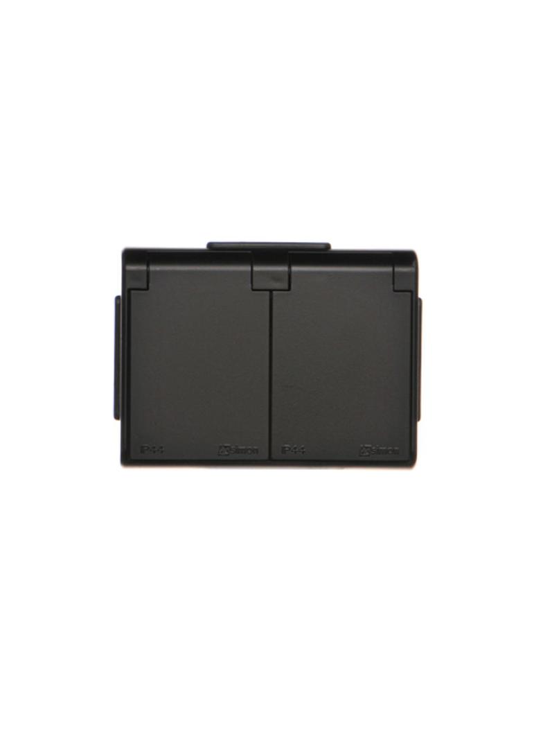 Simon 54 Gniazdo podwójne Schuko n/t IP44 z przesłonami wersja skandynawska 16A z. śrub. czarny