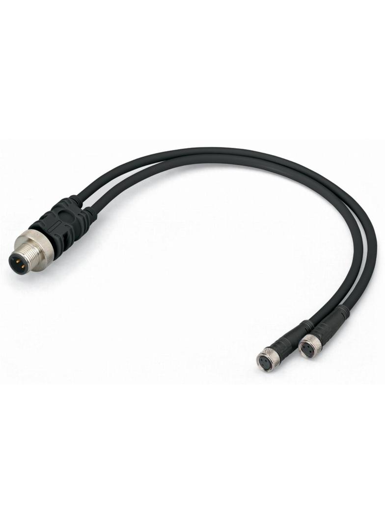 przewód rozgałęźny 2xM8/M12 gniazdo proste/wtyczka prosta 1m