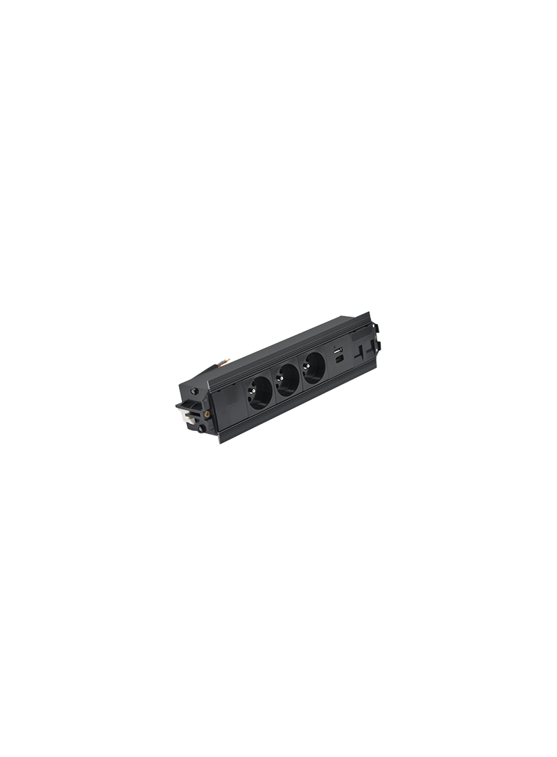 "Simon 480 TS48-530E30BK0-44 Indesk 3 gn. typ E + ładow. USB A+C i płytka dla 2 złączy RJ45 keystone