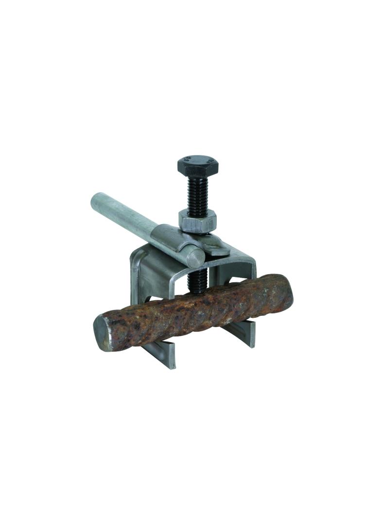 Zacisk łączący zbrojenie z wypustem uziemiającym 6-22/6-10 mm (+/II), 6-22/40 mm (+), stal nieocynk.