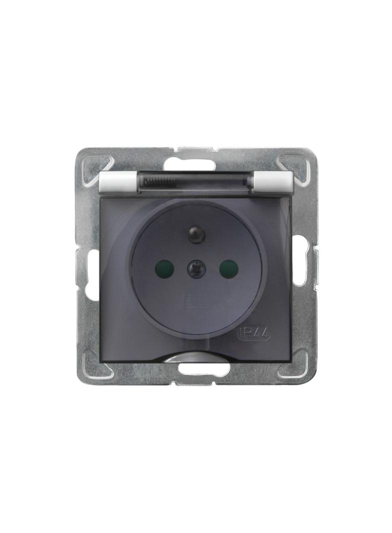 IMPRESJA Gniazdo bryzgoszczelne z uziemieniem IP-44 z przesłonami torów prądowych wieczko przezroczy