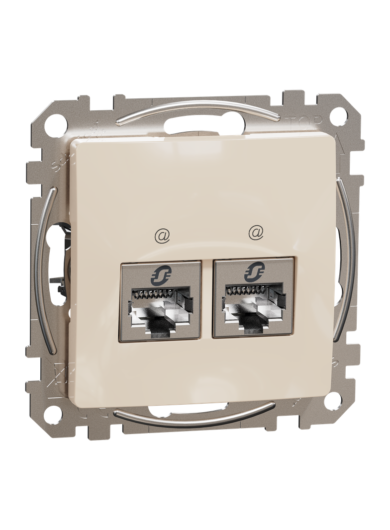 Sedna Design & Elements, gniazdo komputerowe 2xRJ45 kategoria 6A STP, beżowy