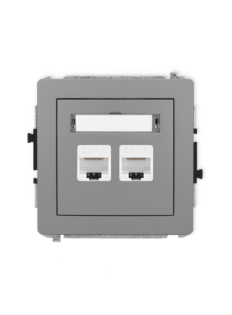 DECO Gniazdo podwójne komputerowe 2xRJ45, kat. 6, 8-stykowy szary mat 27DGK-4 KARLIK