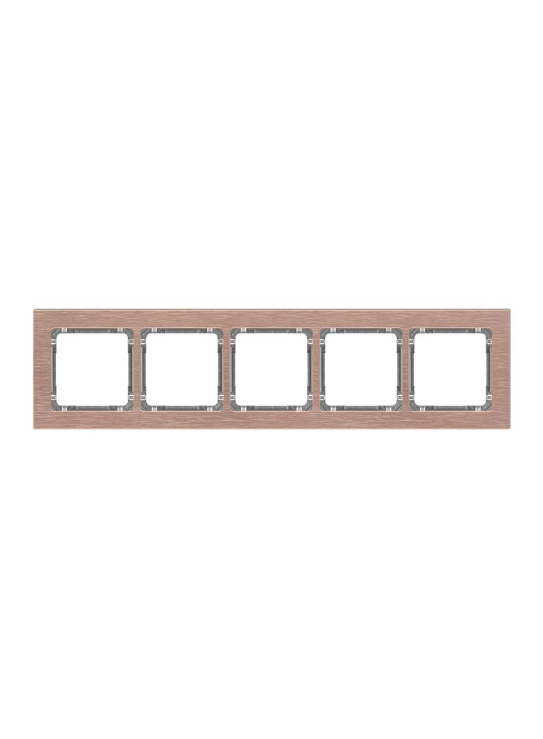 DECO Ramka uniwersalna pięciokrotna - aluminium szczotkowane (ramka: kolor miedziany; spód: grafitow