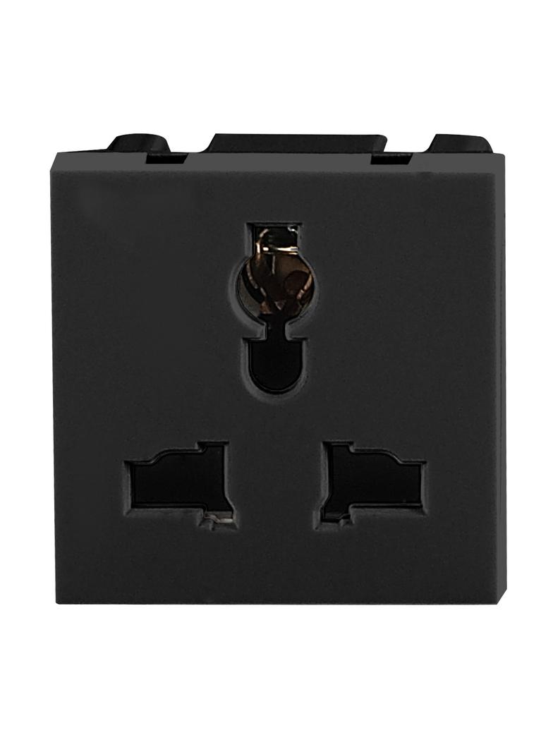 NOEN UK, gniazdo modułowe 45x45mm 3-pinowe multifunkcjonalne, 10A, 250V, czarne OR-GM-9010/B/UK ORNO