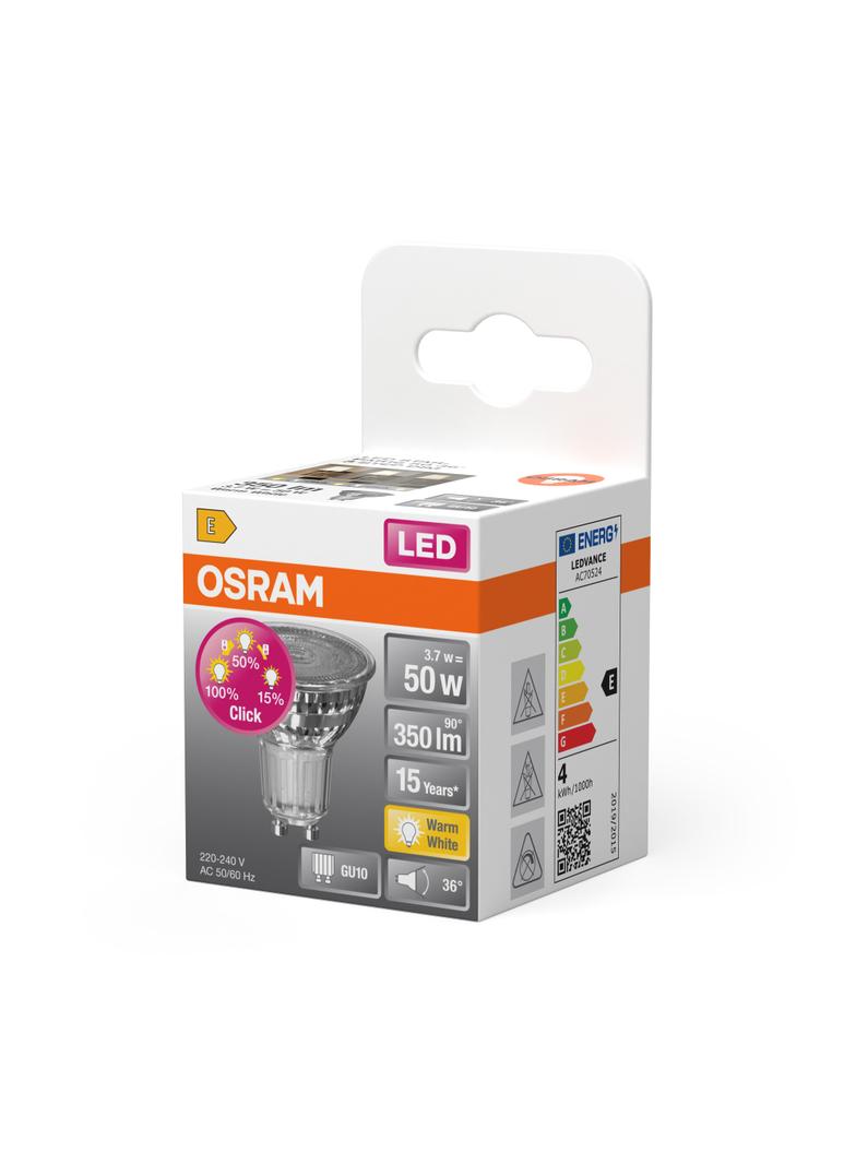 Lampa LED STAR+ non-dim Spot PAR16 Glass 50 3,7W/827 GU10