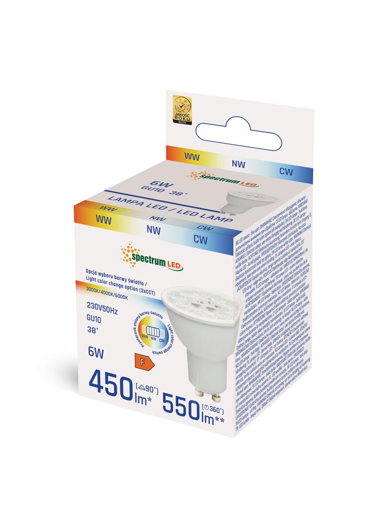 LED GU10 230V 6W CCT 38ST z soczewką SPECTRUM