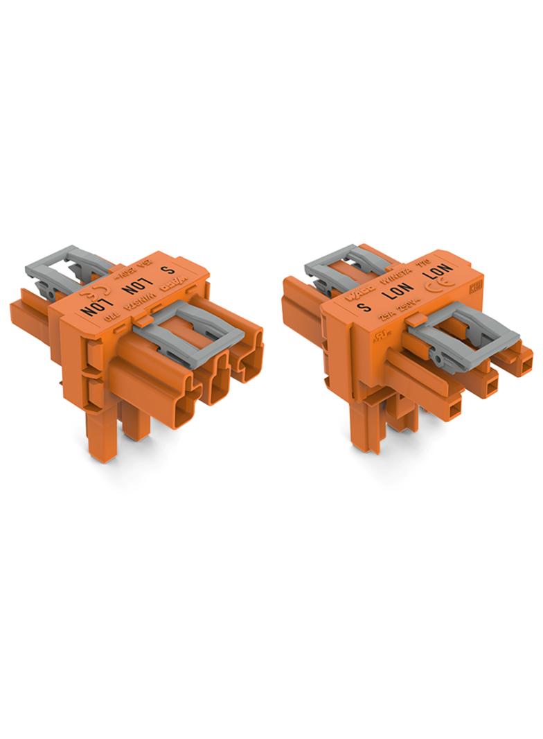 WINSTA rozgałęźnik typu T 3-torowy 1 x wtyk / 2 x gniazdo pomarańczowy