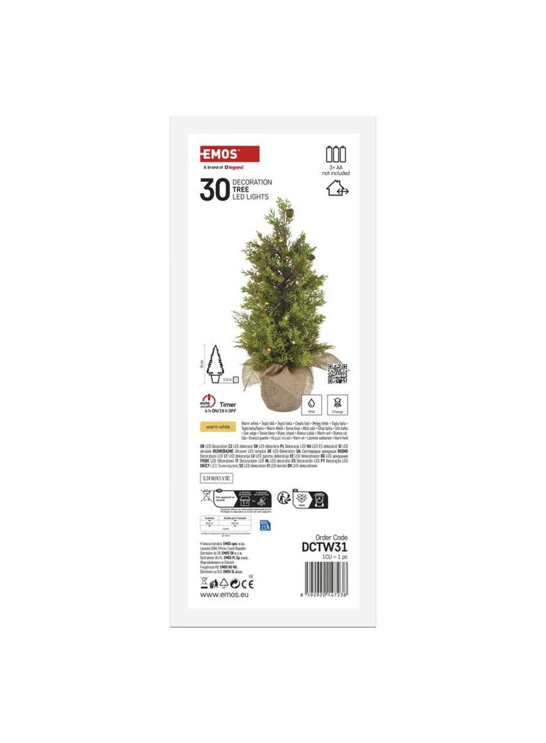 Ozdoba świąteczna choinka 30 LED 50 cm ciepła biel IP44 timer DCTW31 EMOS