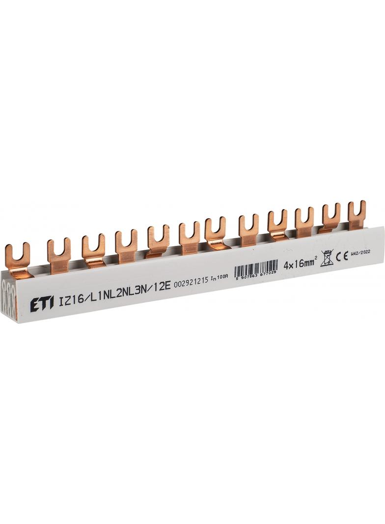 Szyna łączeniowa widełkowa 4P 100A 16mm2 (12mod.) IZ16/L1NL2NL3N/12 002921215 ETI