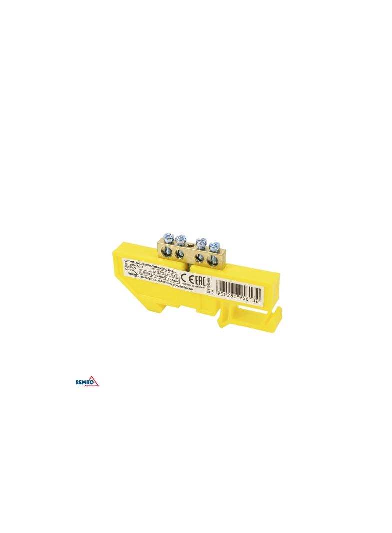 LISTWA ZACISKOWA NA SZYNĘ 8x12 4-TOROWA ŻÓŁTA