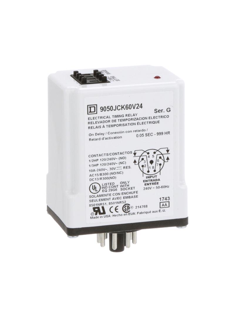 TIMER RELAY 240VAC 10AMP +OPTIONS 9050JCK60V24 Schneider