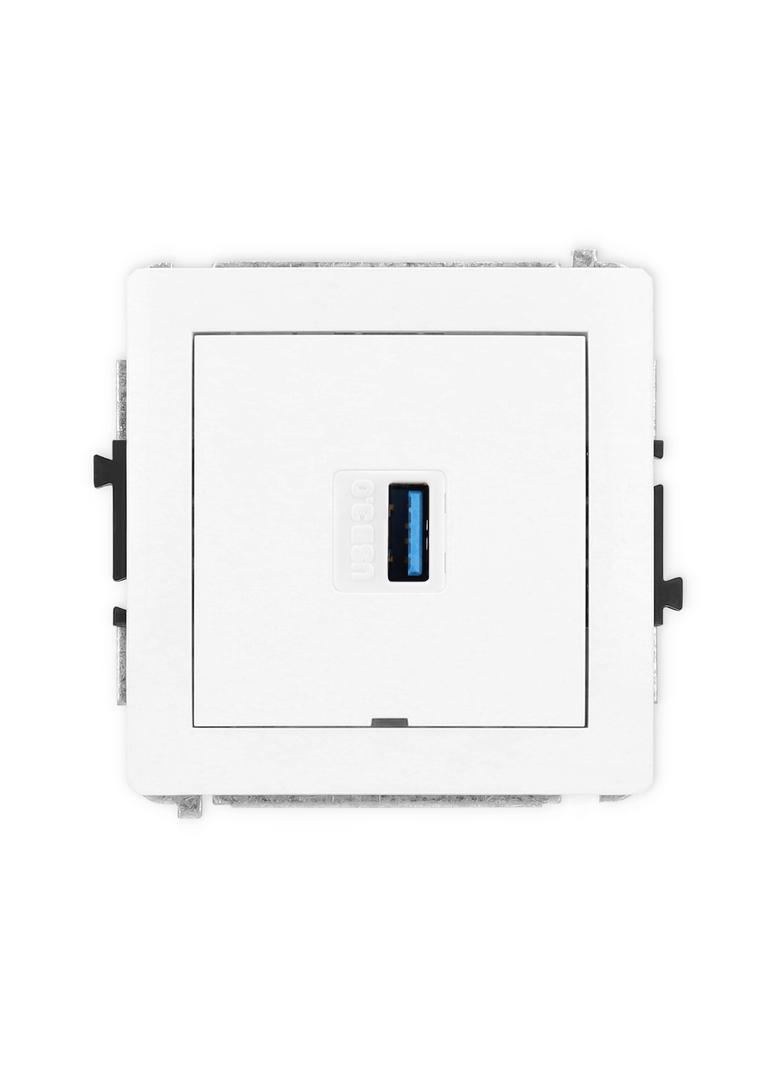 DECO Mechanizm gniazda pojedynczego USB A-A 3.0, bez pola opisowego biały