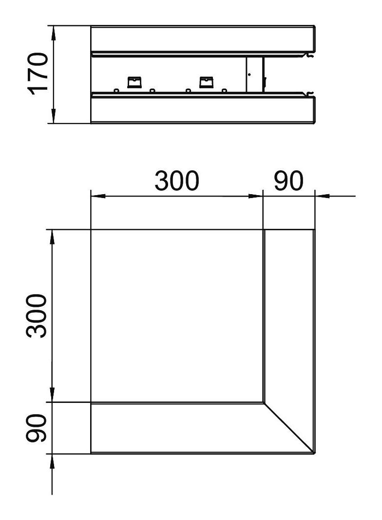 GS-SA90170RW, NAROŻE ZEWN. 90X170 CZ.B.