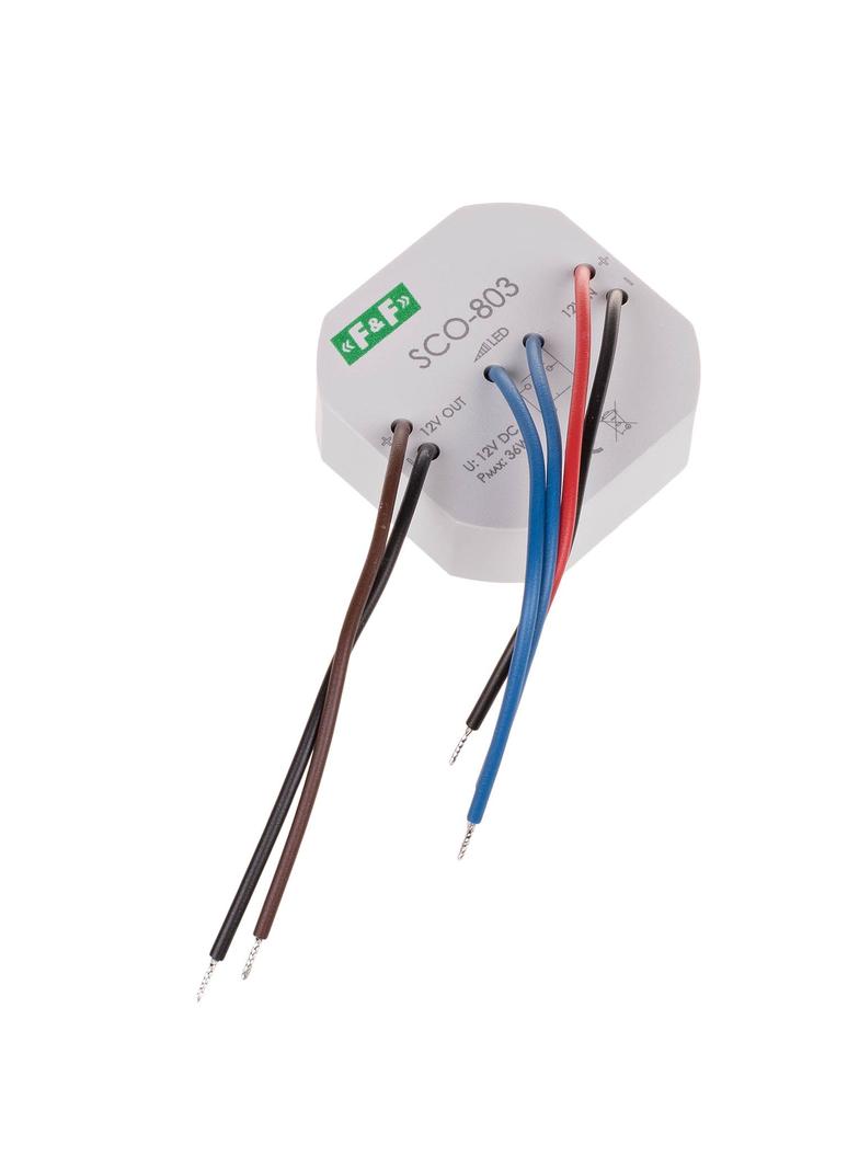 Ściemniacz oświetlenia LED z pamięcią zasilanie 12V DC 36W montaż w puszce fi60 SCO-803 F&F