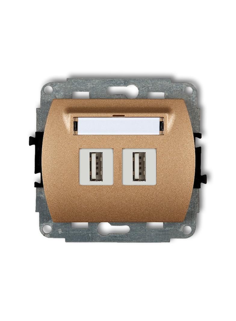 TREND Mechanizm gniazda podwójnego 2xUSB A-A 3.0 złoty metalik