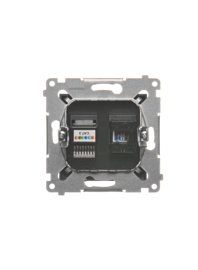 Simon 54 Gniazdo komputerowe RJ45 kategoria 5e + telefoniczne RJ12 antracyt D5T.01/48 KONTAKT