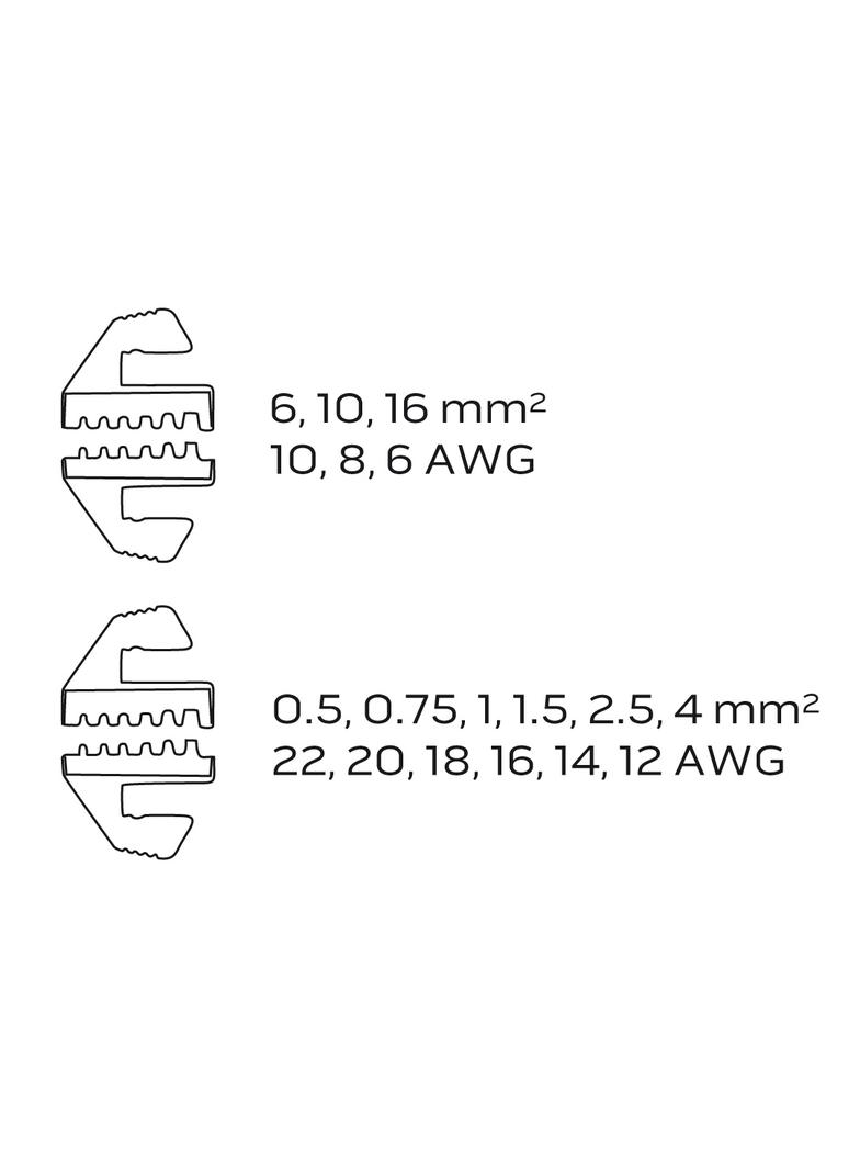 Szczypce do zaciskania końcówek tulejkowych 0.5-16 mm2 (22-6 AWG)