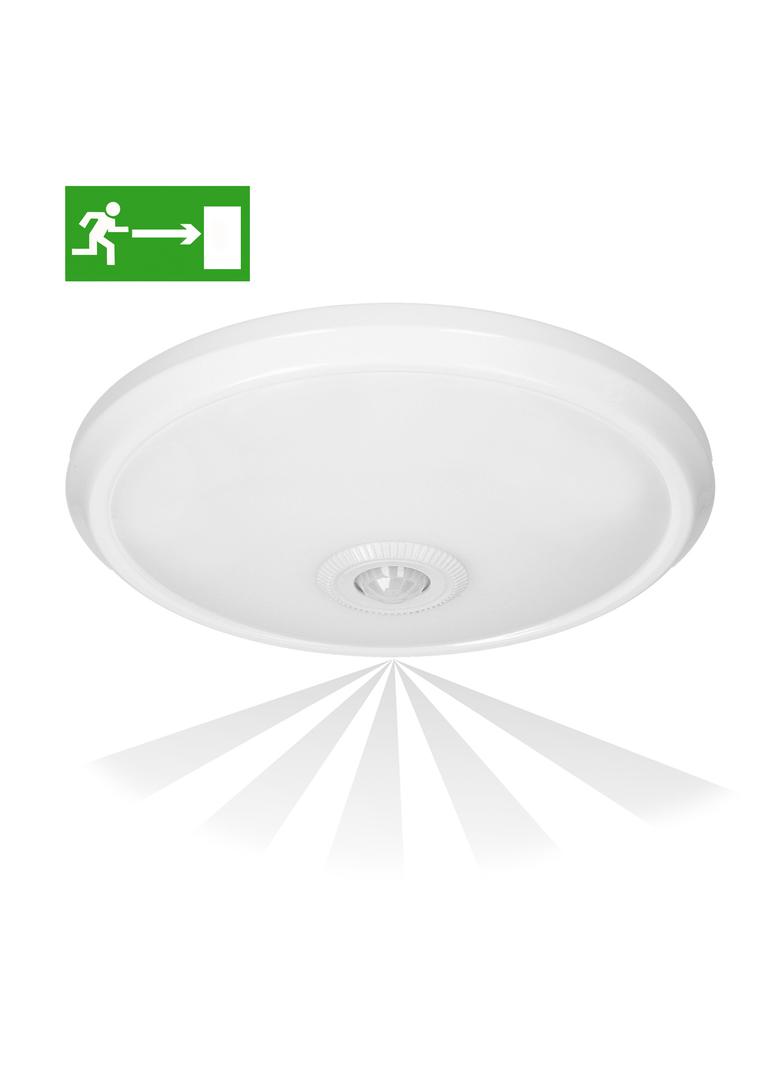 ZONDA LED EMERGENCY 12W/1,2W plafon z czujnikiem ruchu 800lm/80lm IP20 4000K poliwęglan mleczny AD-P