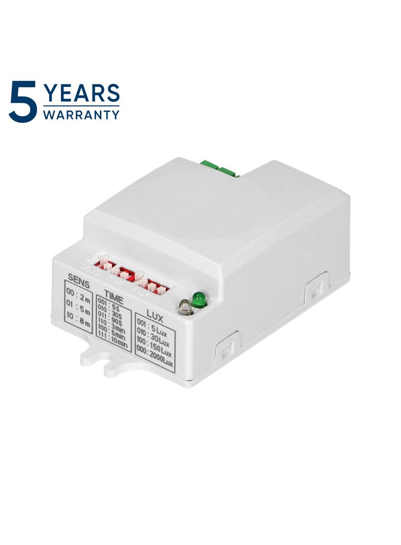 Mikrofalowy czujnik ruchu mini , 360°/180° z regulacją zworkową, IP20, 1200W