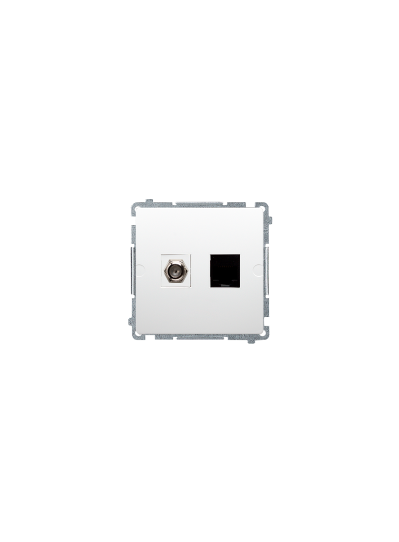Simon Basic Gniazdo antenowe typu F + RJ45 kat.6 biały BMAFRJ45.01/11 KONTAKT