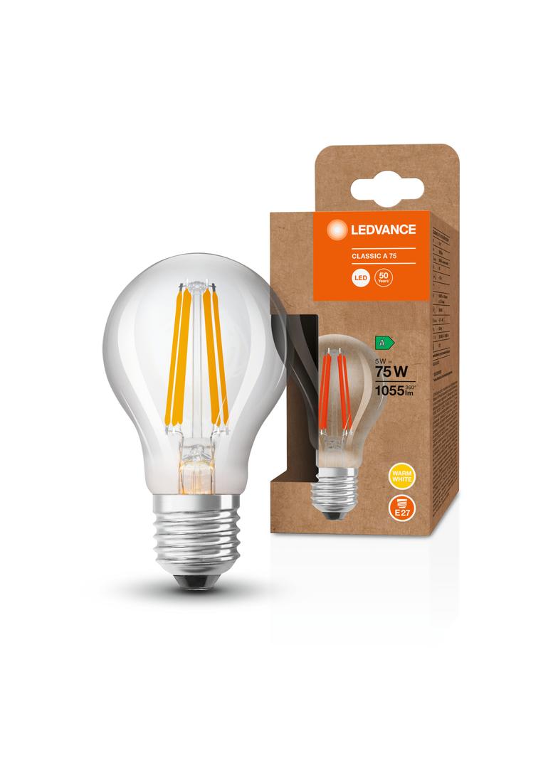 Lampa LED Classic A75 energooszczędna szkło przezroczyste 5W 830 E27 LEDVANCE