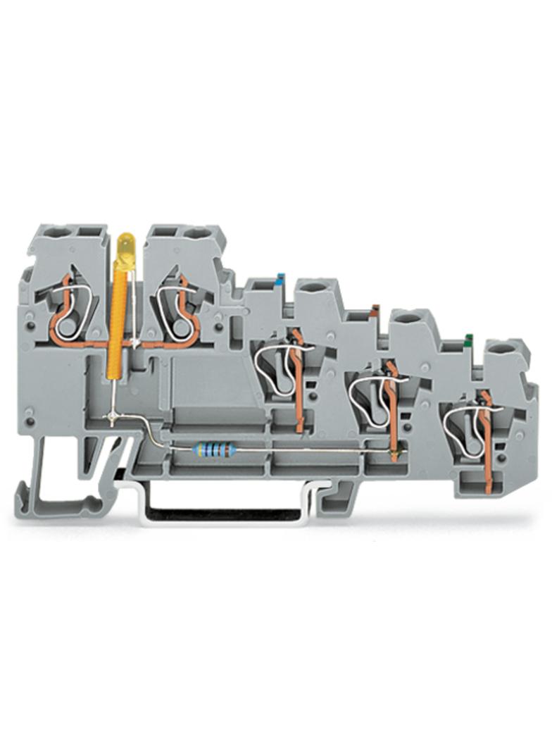 4-przewodowa złączka do czujników z LED szara