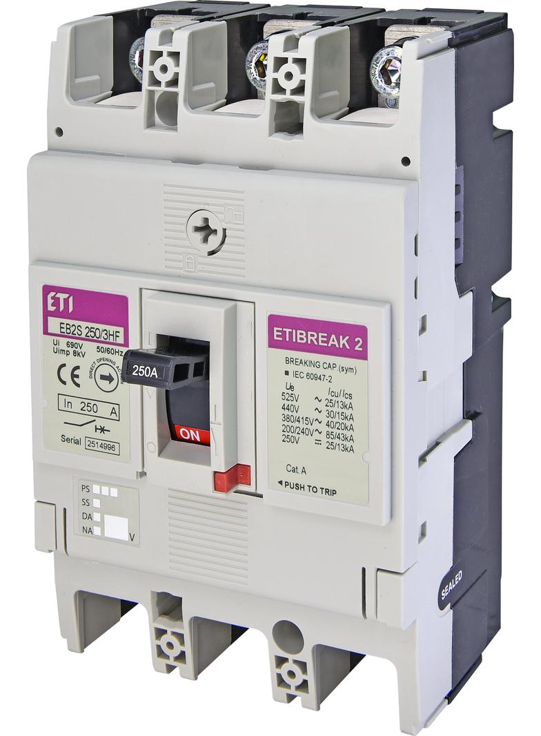 Wyłącznik mocy 40kA wyzw. TM (bez regulacji) EB2S 250/3HF 250A 3P 004671865 ETI