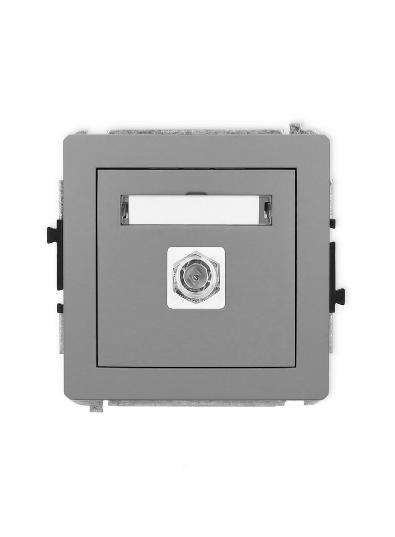 DECO Mechanizm gniazda antenowego pojedynczego typu F (SAT) niklowany szary mat, 27DGF-1