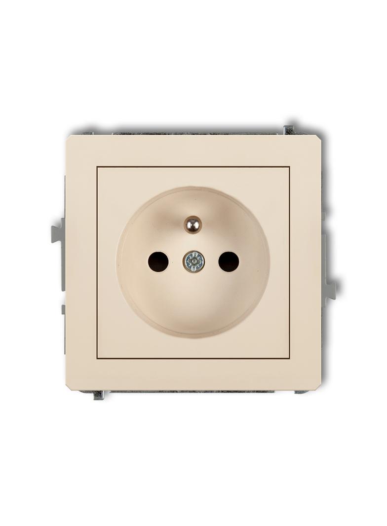 DECO Mechanizm gniazda pojedynczego z uziemieniem 2P+Z (przesłony torów prądowych) beżowy