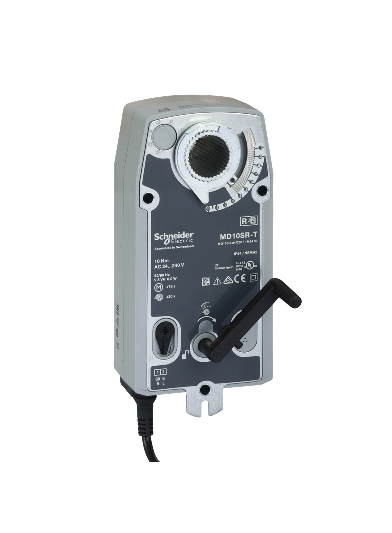MD20SR, siłownik przepustnicy, sprężyna powrotna, 20 Nm, sterowanie on/off, zasilanie 24/230 VAC