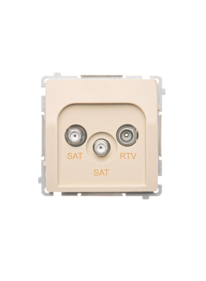 Simon Basic Gniazdo antenowe satelitarne podwójne końcowe SAT-SAT-RTV . 2xwejście: SAT: 5–2400 MHz RTV: 5–862 MHz beż BMZAR+SAT3.1-P2.01/12 KONTAKT