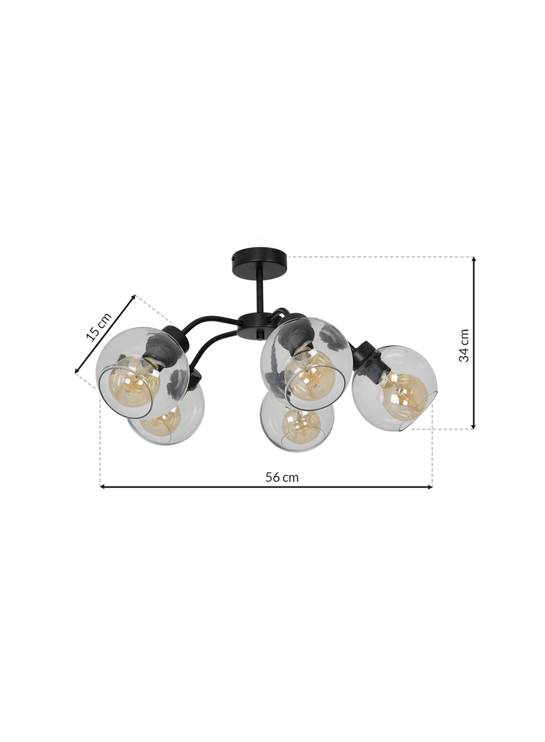 Milagro plafon Sofia Clear 5xE27 czarny MLP6596
