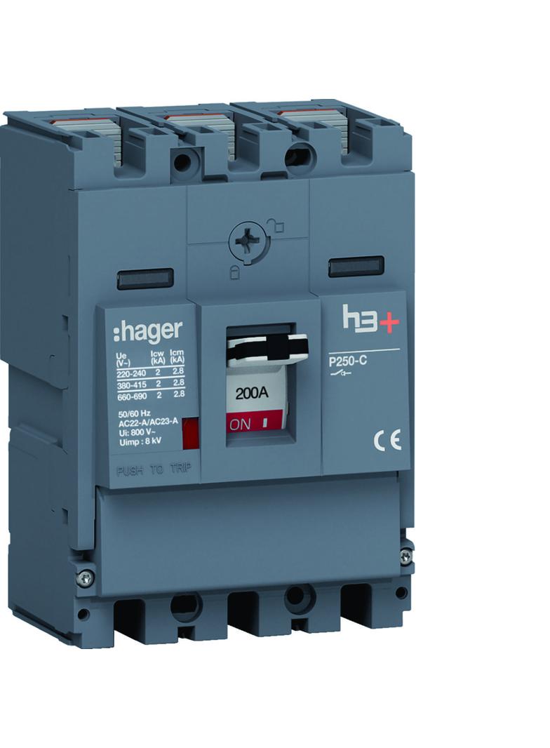 MCCB Rozłącznik mocy h3+ P250 3P 200A HCT200AR HAGER