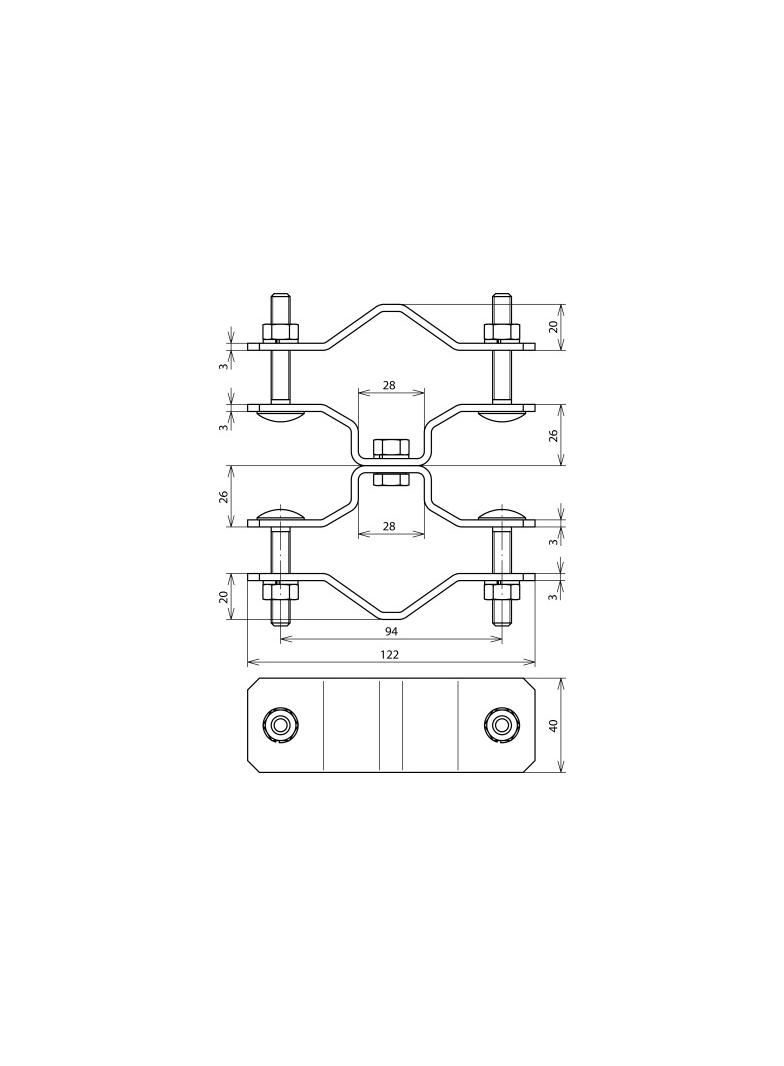 Element mocujący do rur wsporczych, stal nierdzewna NIRO