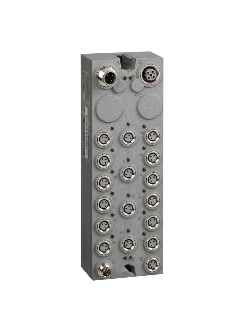 Modicon TM7, moduł rozszerzeń wejść cyfrowych, 16 wejść typu sink, złącza M8