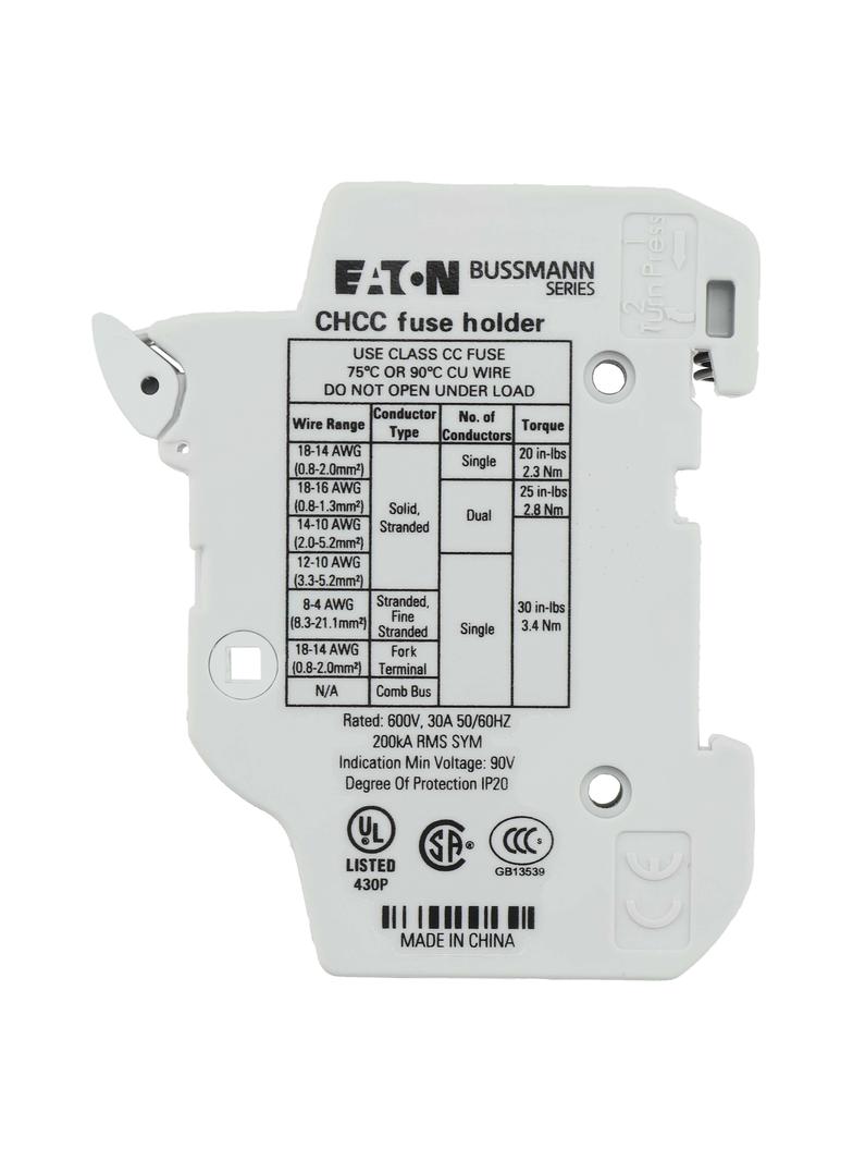 1Pole 30A 600V MFH For 10X38 Class CC Podstawa wkładki cylindrycznej 10x38 1P 32A 690VAC std. UL CHC