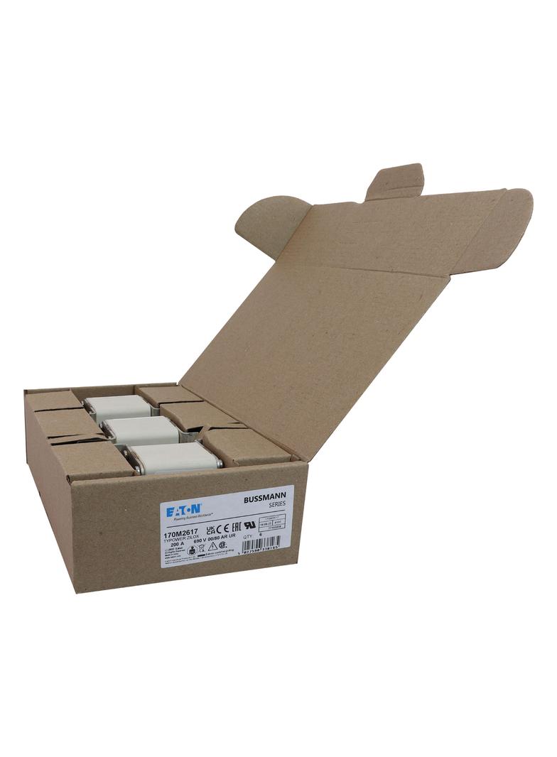 200A 690V aR 00/80 SQ. BODY IND. FUSE Wkładka szybka 200A AC 690V DIN 00 30x51x100 mm aR, 170M2617 E