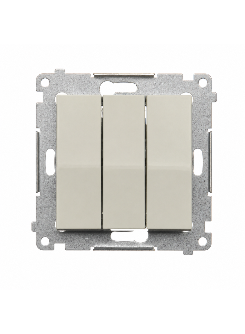 Simon 54 Przycisk potrójny zwierny z podświetleniem szybkozłączka LED kaszmir mat DP31L.01/42