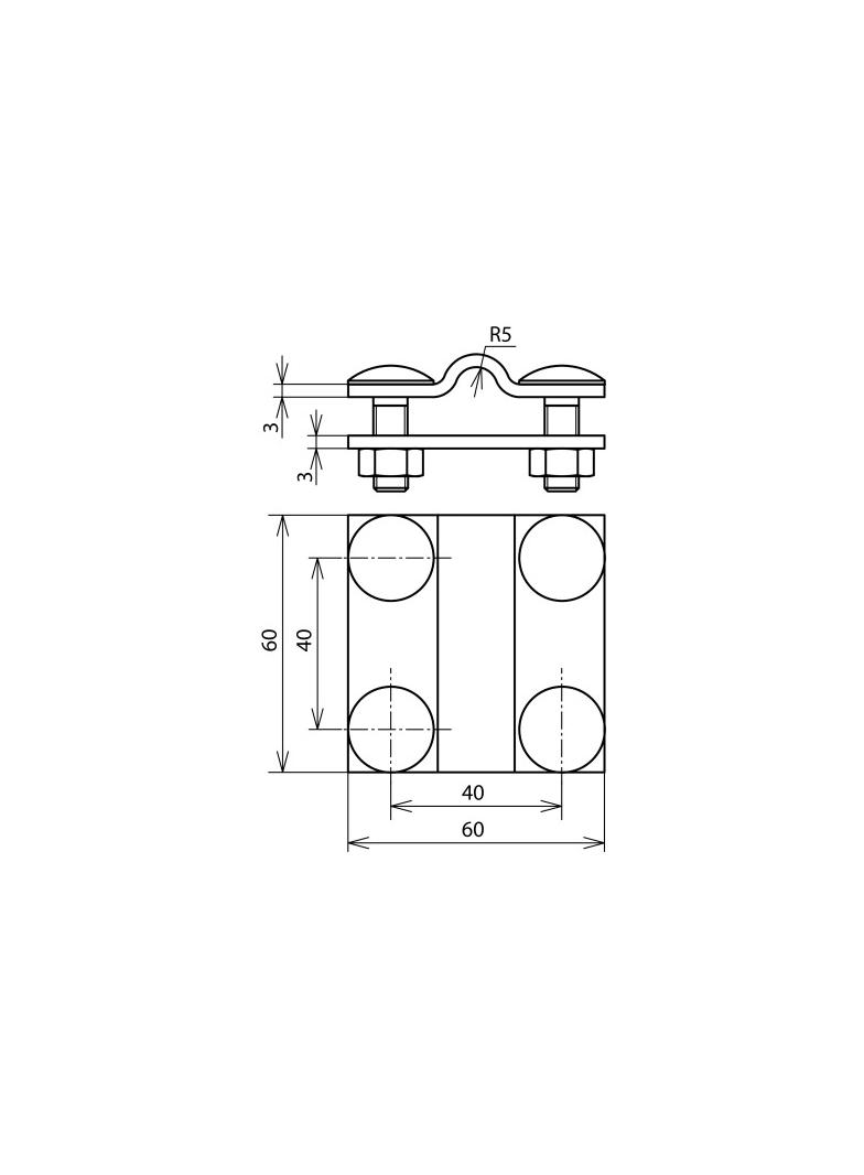 Zacisk krzyżowy, stal nierdzewna NIRO ( V4A) do drutu 8-10/płask 30 mm, płask. 30/30 mm bez przekład
